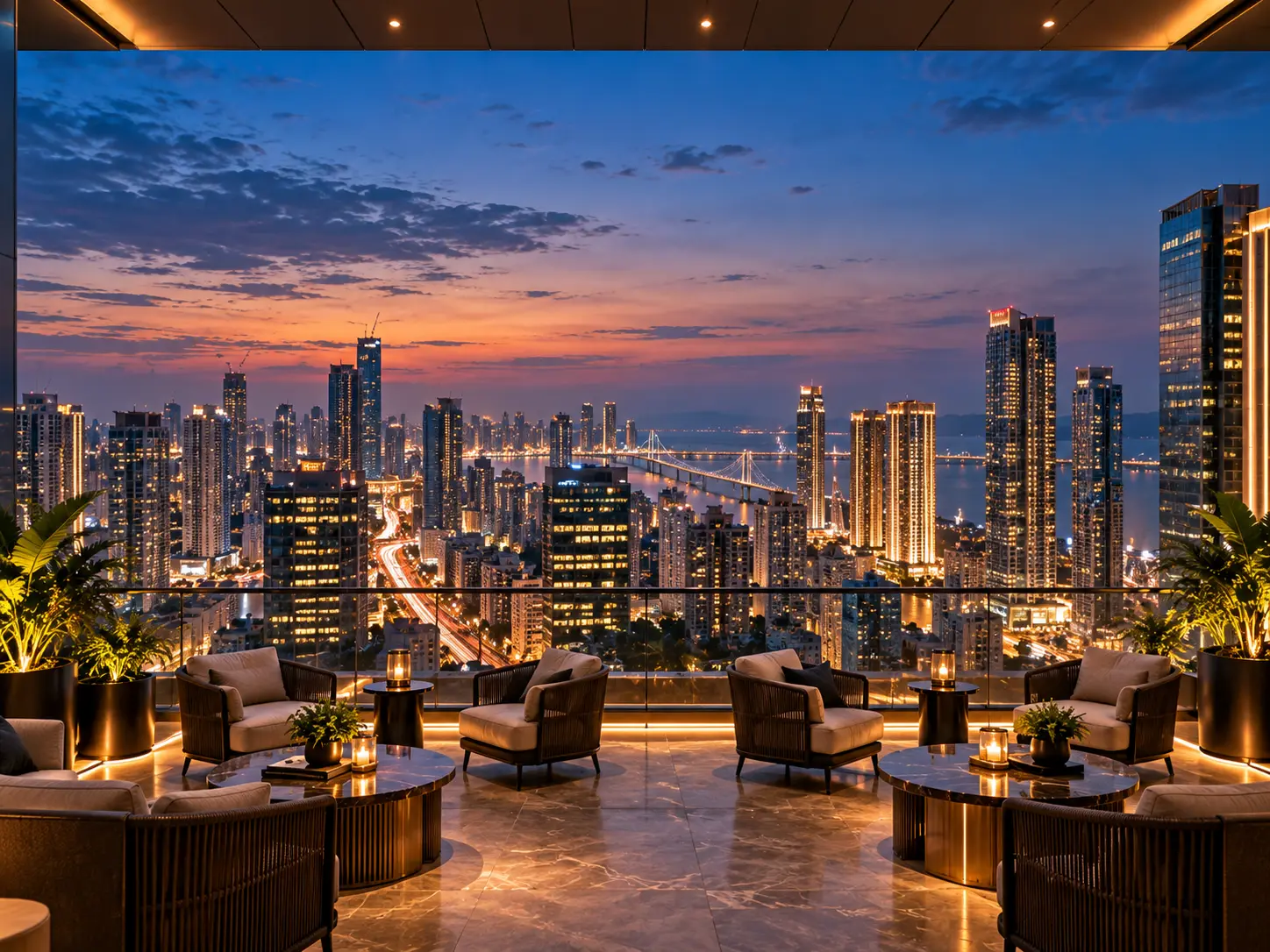 Prestige BKC sky lounge view over BKC Mumbai